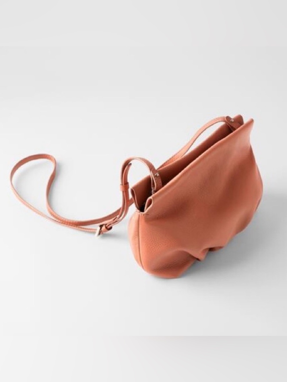 Zara Genuine Cowhide Leather Ruched Bag Crossbody/Clutch